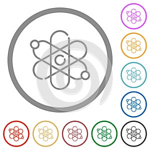 Physics flat icons with outlines