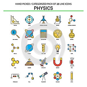 Physics Flat Line Icon Set - Business Concept Icons Design