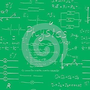 Physics formulas seamless pattern