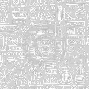 Physics icons, sign and symbols. Seamless Pattern Background for your design