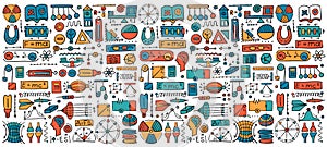 Physics icons, sign and symbols. Seamless Pattern Background for your design