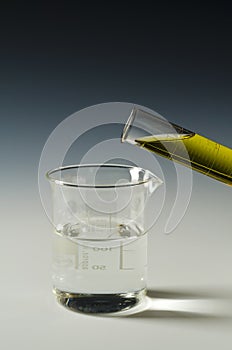 Physics. Immiscible fluids, oil and water. Series. 1 0f 4. photo
