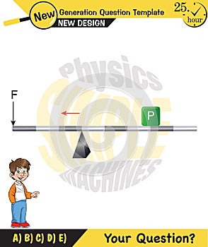 Physics, Lever examples vector illustration, simple machines, next generation question template