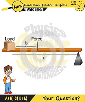 Physics, Lever examples vector illustration, simple machines, next generation question template