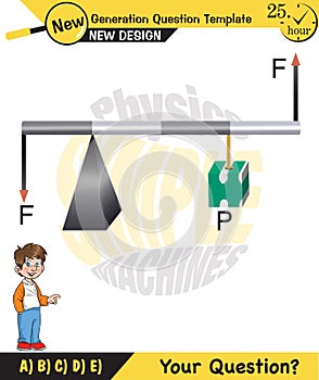 Physics, Lever examples vector illustration, simple machines, next generation question template