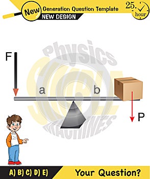 Physics, Lever examples vector illustration, simple machines, next generation question template