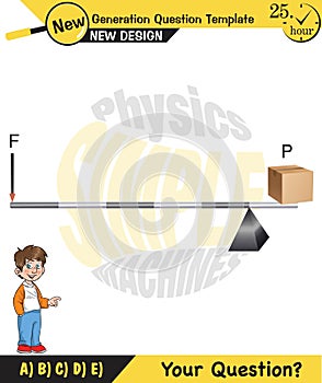 Physics, Lever examples vector illustration, simple machines, next generation question template