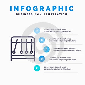 Physics, Pendulum, Science Line icon with 5 steps presentation infographics Background