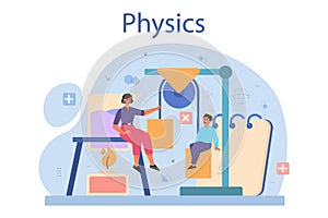 Physics school subject concept. Scientist explore electricity,