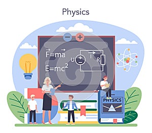 Physics school subject concept. Scientist explore electricity