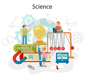 Physics school subject concept. Scientist explore electricity