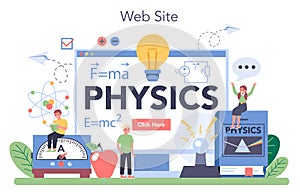 Physics school subject online service or platform. Scientist explore