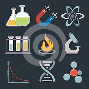 Physics science icons