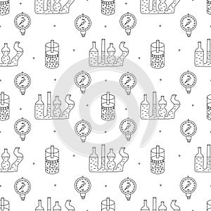 Physics sciences seamless pattern Liquids and gases doodle illustration