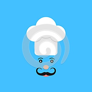 Physiognomy of chef on blue background
