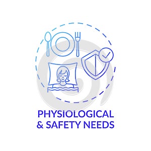 Physiological and safety needs dark blue gradient concept icon