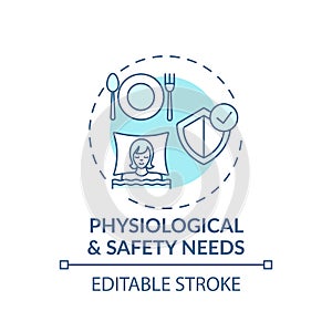 Physiological and safety needs turquoise concept icon
