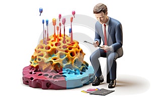 Physiologist during the work 3d colorful illustration - Generative AI. photo