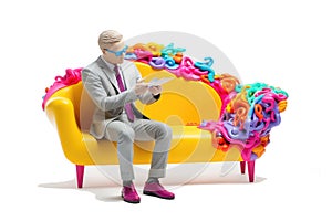 Physiologist during the work 3d colorful illustration - Generative AI. photo