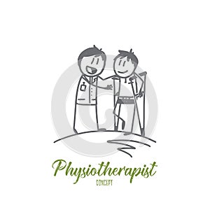 Physiotherapist concept. Hand drawn isolated vector