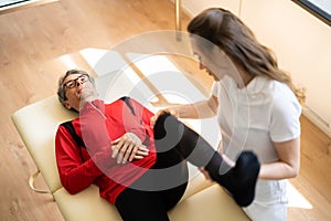 Physiotherapist Knee Treatment And Physical Therapy