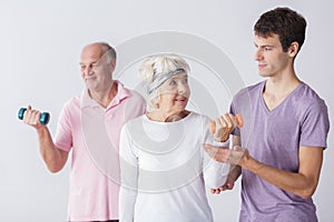 Physiotherapist and older couple