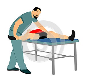 Physiotherapist and patient exercising in rehabilitation center, illustration.