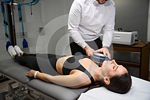 Physiotherapist treatment of arm pain and nerves for client