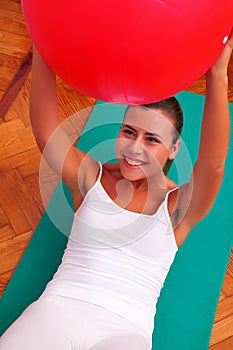 Physiotherapy exercises with bobath ball fitball