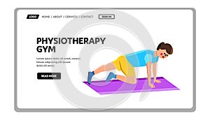 Physiotherapy Gym Exercising Young Man Vector Illustration