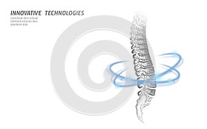 Physiotherapy human spine recovery. Pain area surgery modern loin medicine technology low poly triangles 3D render