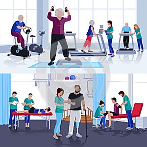 Physiotherapy Rehabilitation Center 2 Flat Banners photo