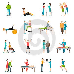 Physiotherapy Rehabilitation Color Icons photo