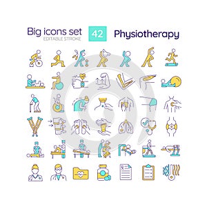 Physiotherapy RGB color icons set photo