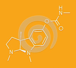 Physostigmine alkaloid molecule. Present in calabar bean and manchineel tree, acts as acetylcholinesterase inhibitor. Skeletal.