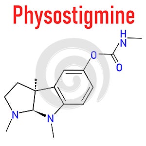 Physostigmine alkaloid molecule. Skeletal formula. Chemical structure