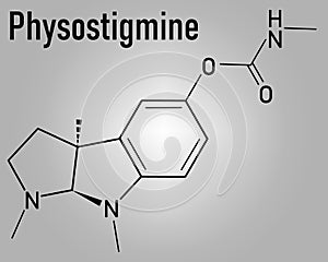 Physostigmine alkaloid molecule. Skeletal formula. Chemical structure