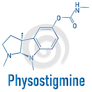 Physostigmine alkaloid molecule. Skeletal formula. Chemical structure