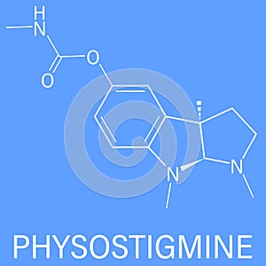 Physostigmine alkaloid molecule. Skeletal formula. Chemical structure