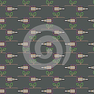 Phyto Corn Bulb vector Growing Lamp colored seamless pattern