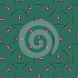 Phyto Light Bulb vector Agro Equipment colored seamless pattern