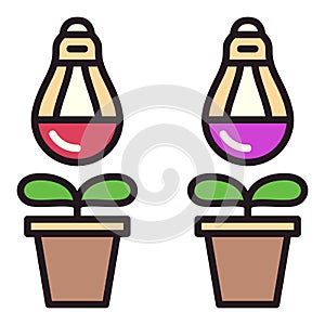 Phyto Lightbulbs vector Grow Light Bulbs with Plants colored icon or logo element