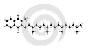 phytomenadione molecule, structural chemical formula, ball-and-stick model, isolated image vitamin k1 photo
