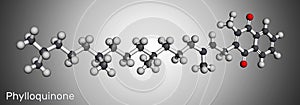 Phytomenadione, vitamin K1, phylloquinone molecule. It is essential fat soluble vitamin, is important in maintaining normal blood photo