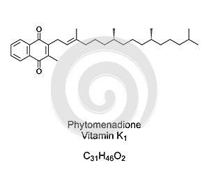 Phytomenadione, Vitamin K1, phylloquinone, chemical formula