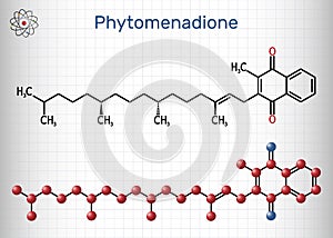 Phytomenadione, vitamin K1, phylloquinone molecule. It is essential fat soluble vitamin, is important in maintaining normal blood