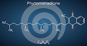 Phytomenadione, vitamin K1, phylloquinone molecule. It is essential fat soluble vitamin, is important in maintaining normal blood