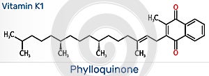 Phytomenadione, vitamin K1, phylloquinone molecule. It is essential fat soluble vitamin, is important in maintaining normal blood