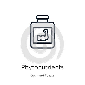 Phytonutrients icon. Thin linear phytonutrients outline icon isolated on white background from gym and fitness collection. Line