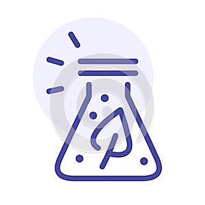 Phytotherapy line icon. Beaker and leaf vector sign